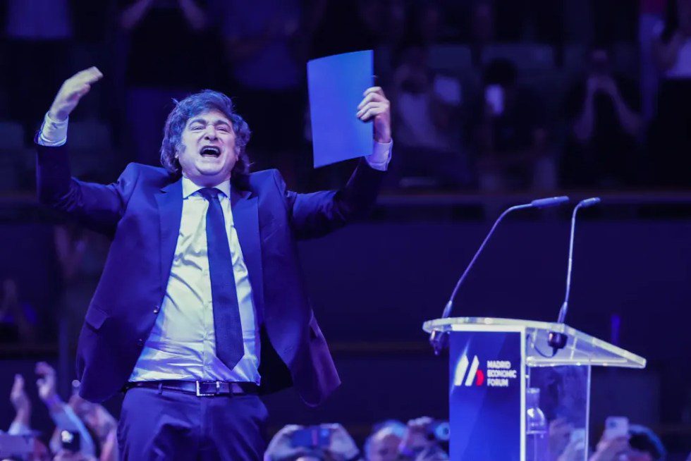 El presidente de Argentina, Javier Milei, interviene en el Madrid Economic Forum 2025.